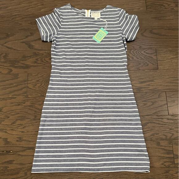 Sail To Sable Navy and White Rope Stripes Dress Size Medium NWT - Picture 1 of 10